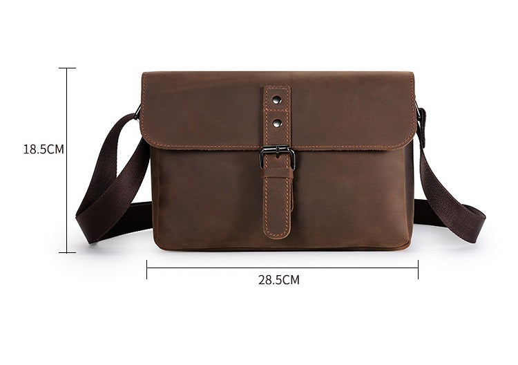 Retro Men's Fashion Trend Crazy Horseskin Shoulder Bag