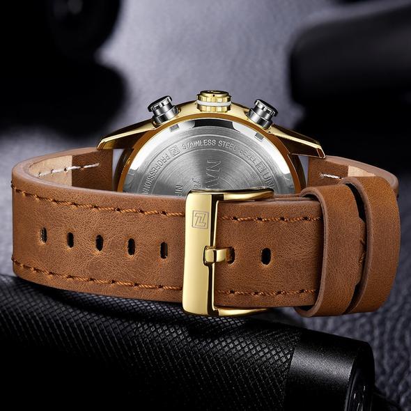 NAVIFORCE 9144 Fashion Gold Men Sport Watches Mens LED Analog Digital Watch Army Military