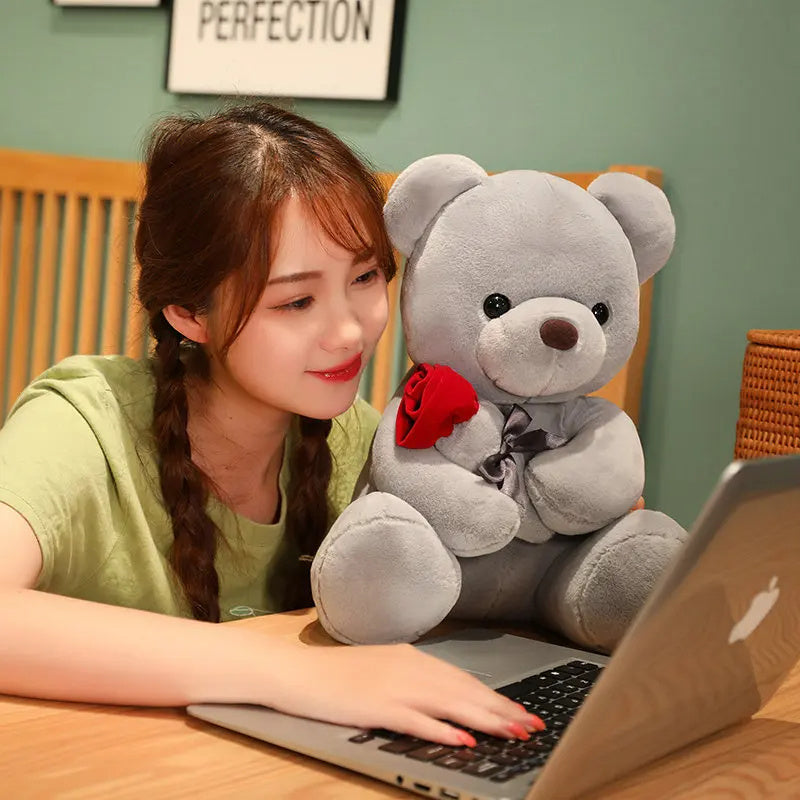 23-45cm New Lovely Hug Roses Teddy Bear Pillow