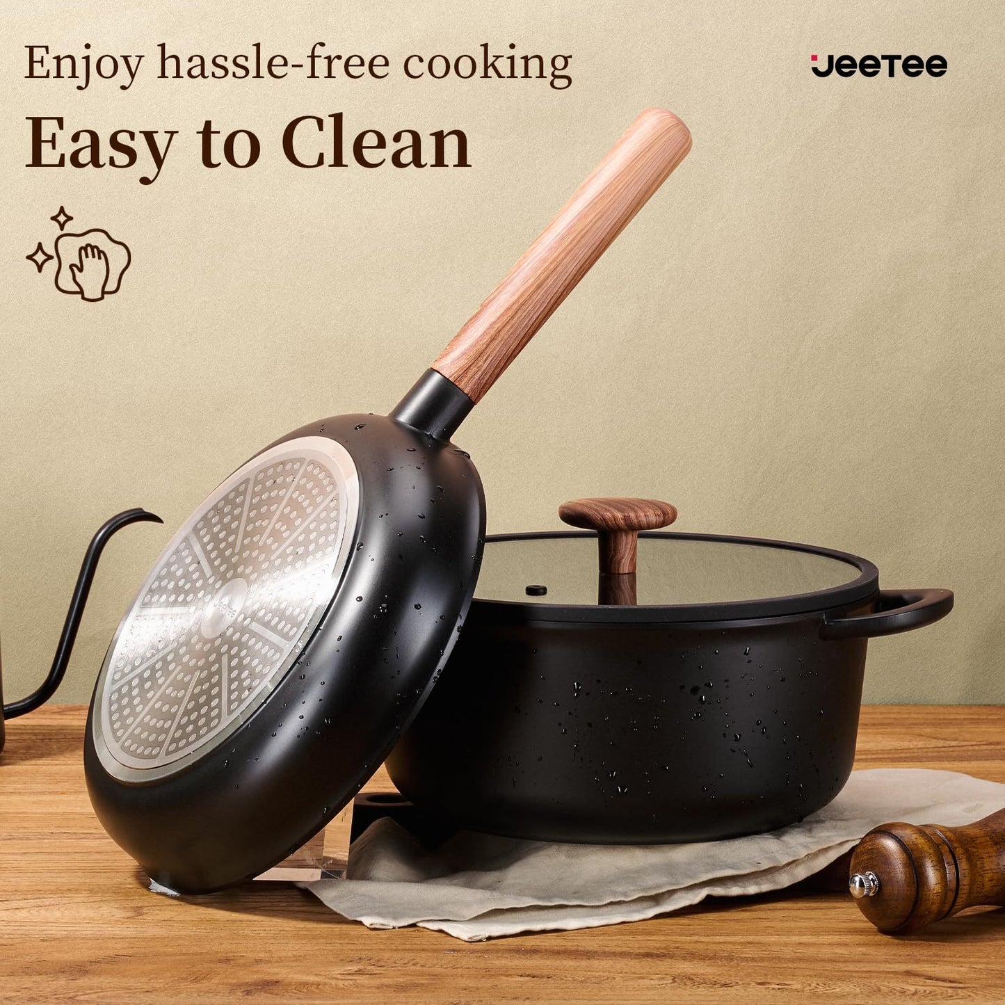Ceramic Cookware Sets 15 Pcs, Healthy Pots and Pans
