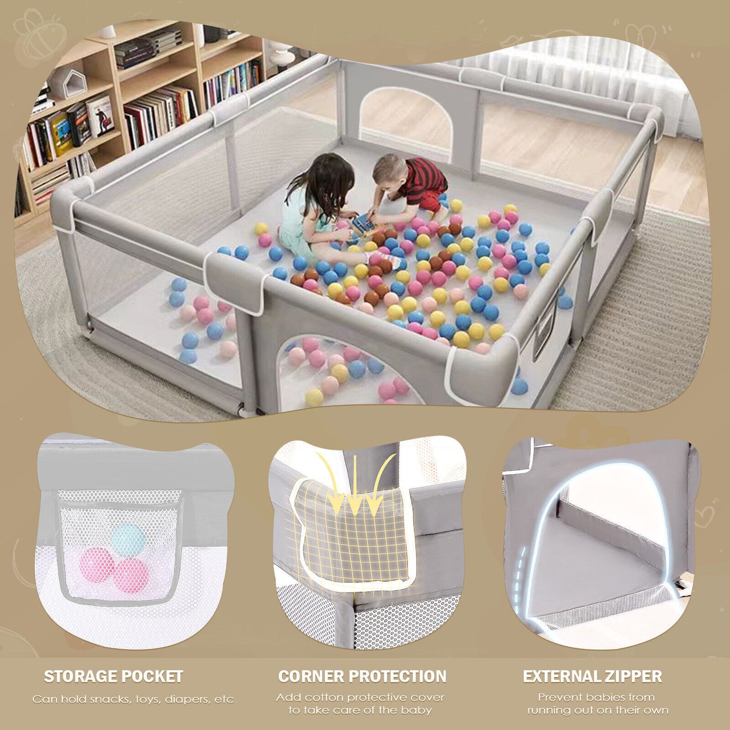 Baby cot with activity center