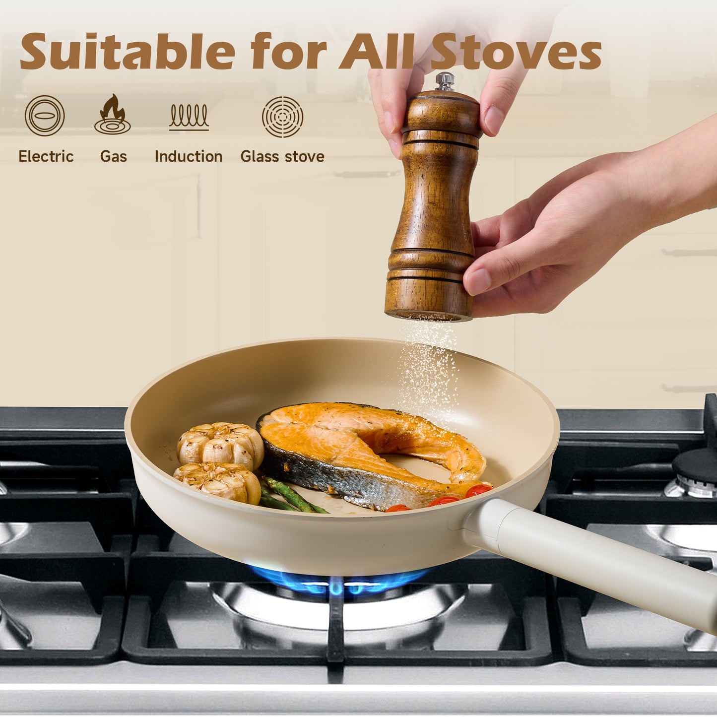 Ceramic cookware sets 17pcs, Pots and pans