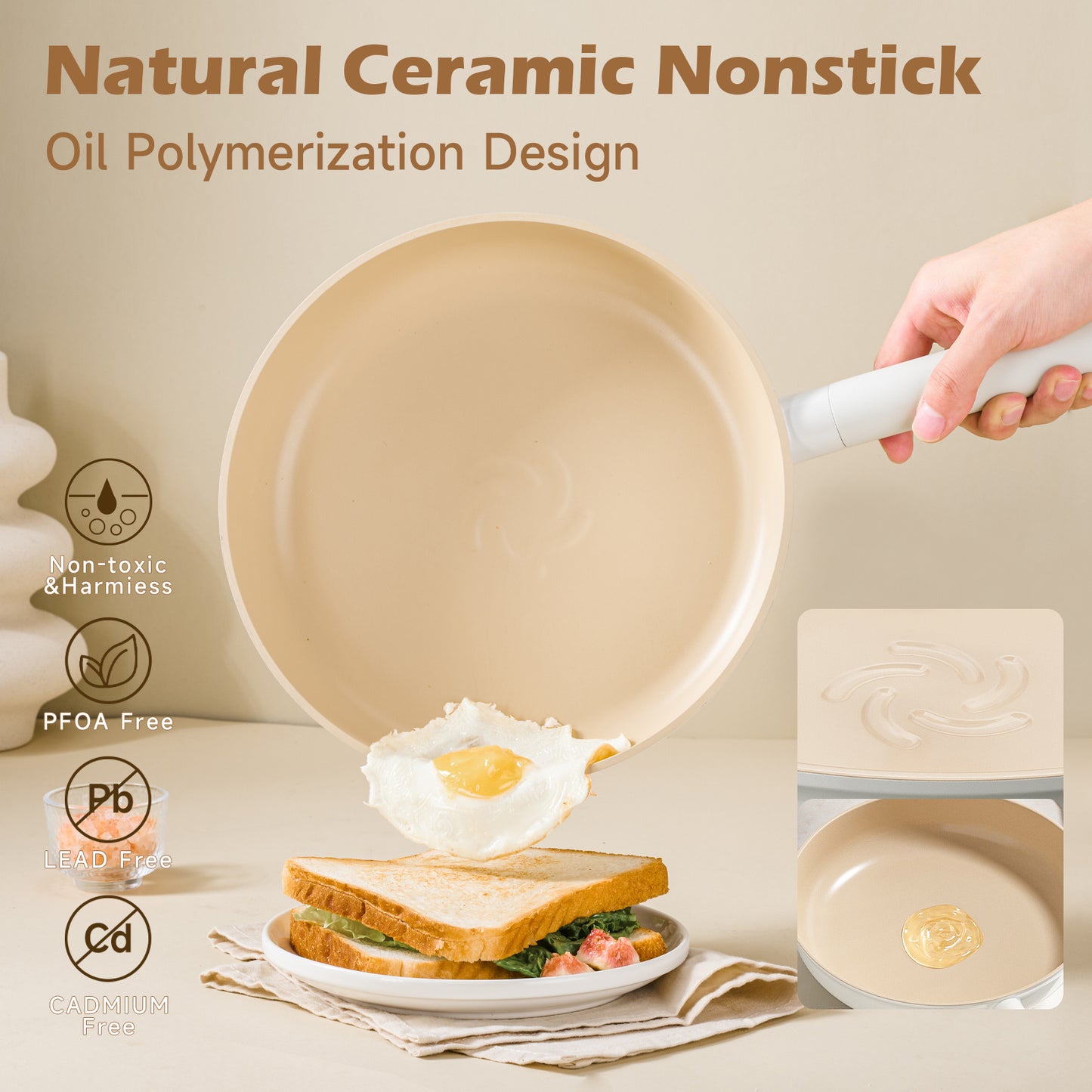 Ceramic cookware sets 17pcs, Pots and pans