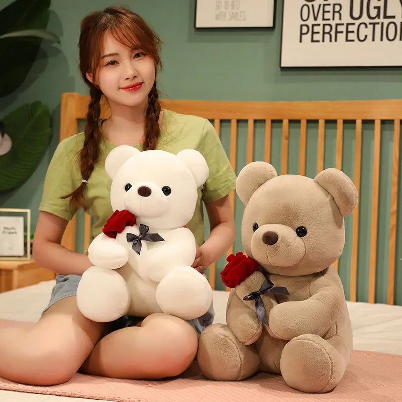 23-45cm New Lovely Hug Roses Teddy Bear Pillow