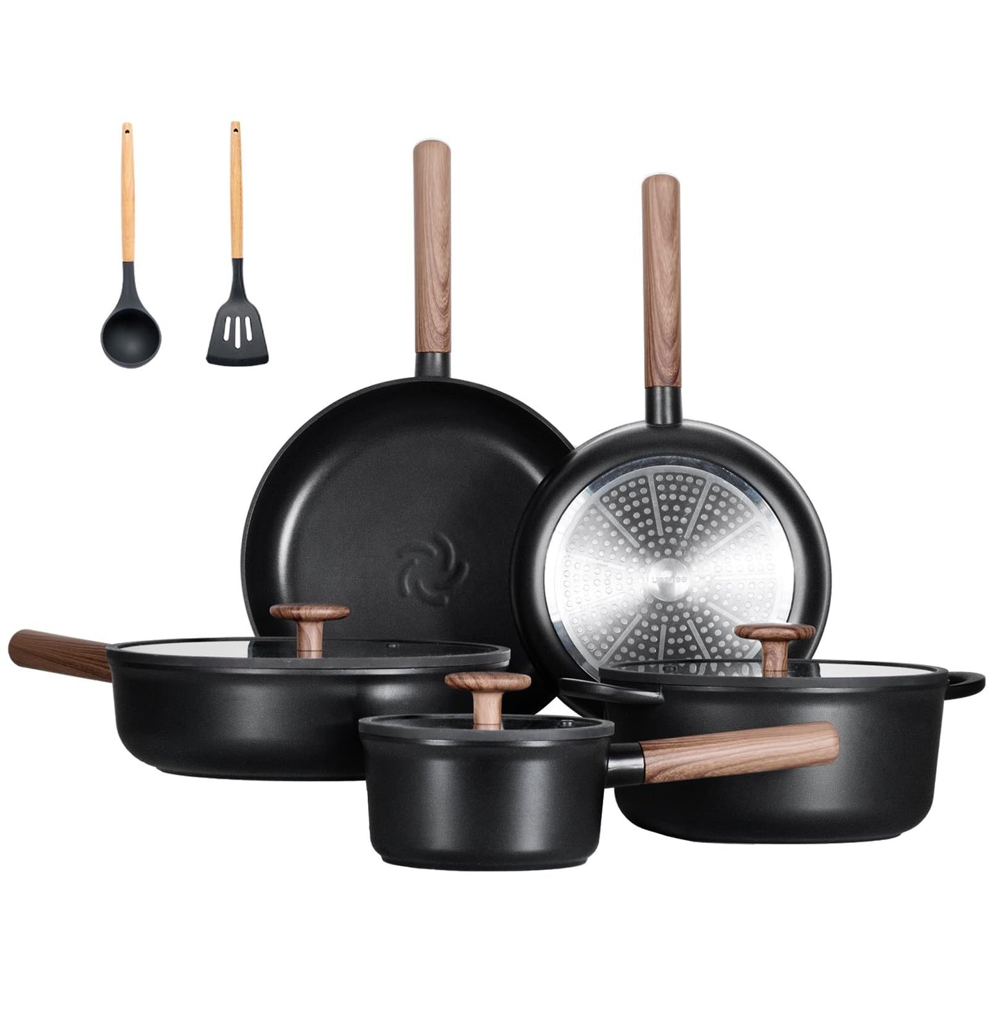 Ceramic Cookware Sets 15 Pcs, Healthy Pots and Pans