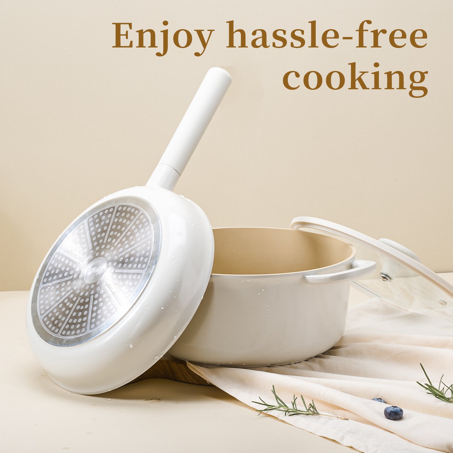 Ceramic cookware sets 17pcs, Pots and pans