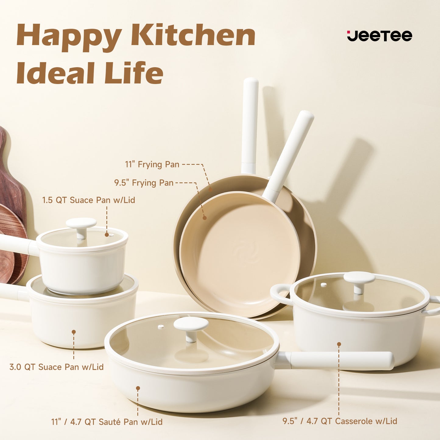 Ceramic cookware sets 17pcs, Pots and pans