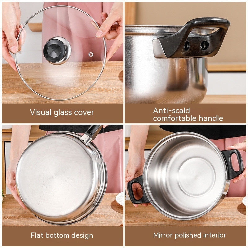 Stainless Steel Pot Set Milk Skillet with Kettle