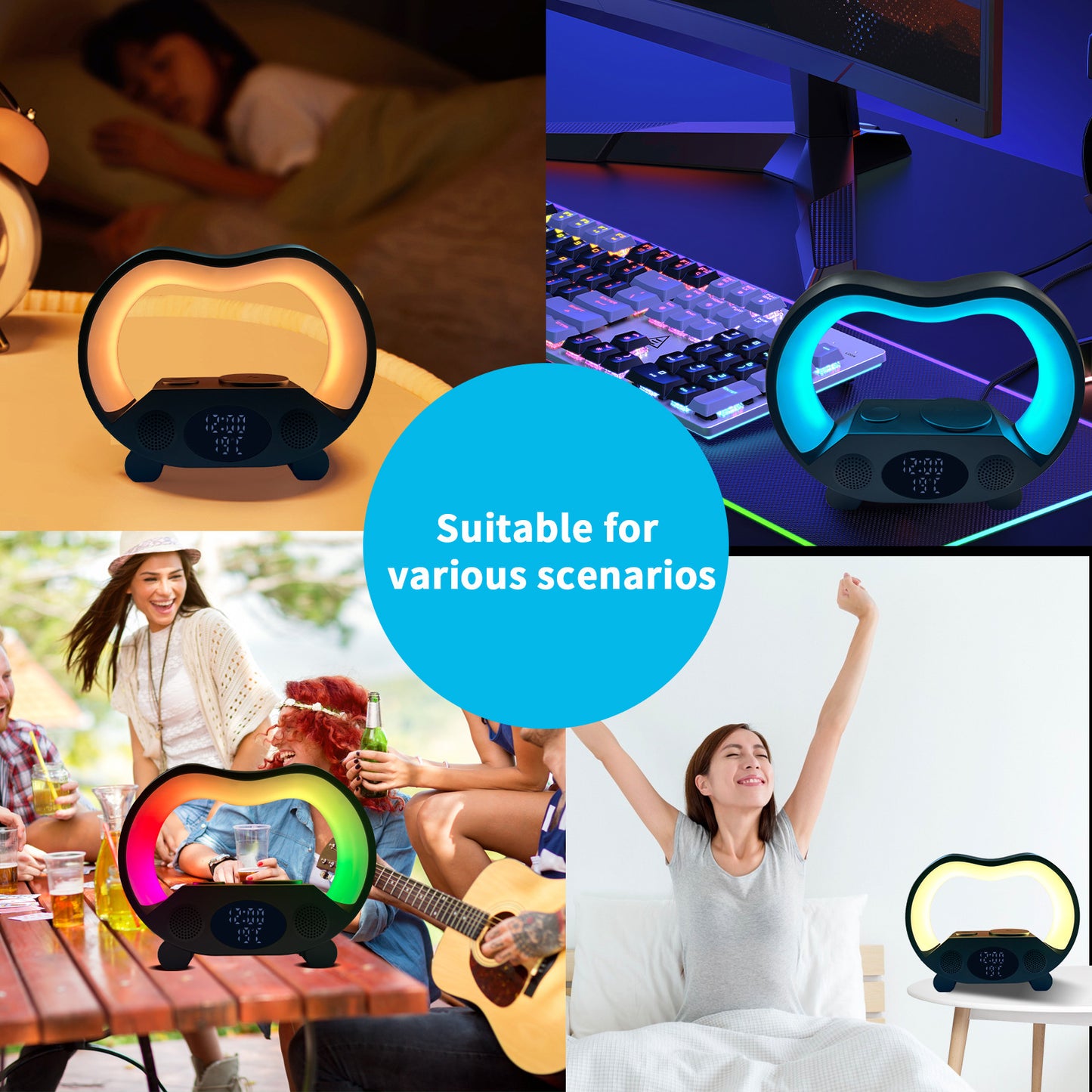 Multifunctional wireless charger Night light Bluetooth compatible speaker