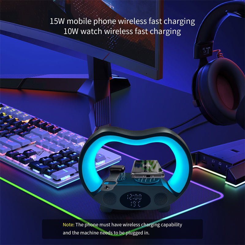 Multifunctional wireless charger Night light Bluetooth compatible speaker