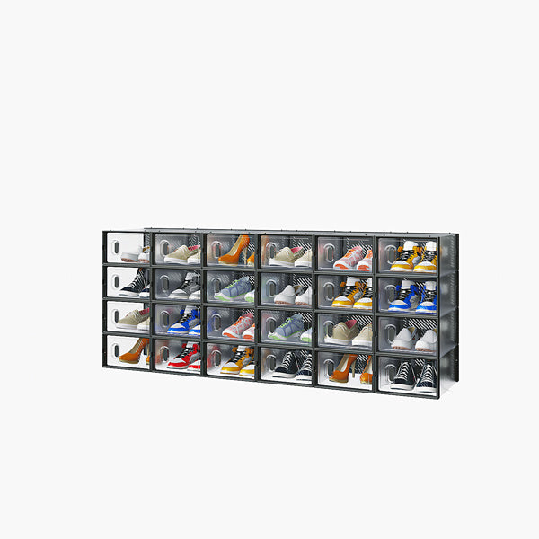 Black Small 24PCS 33x23x14cm Shoebox, Plastic, Grid, Free Combination