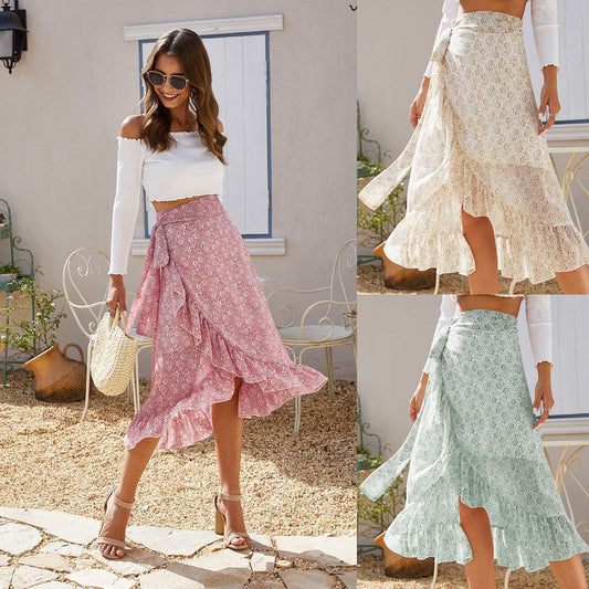 Women’s High Waist Chiffon A-Line Split Skirts