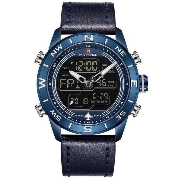 NAVIFORCE 9144 Fashion Gold Men Sport Watches Mens LED Analog Digital Watch Army Military