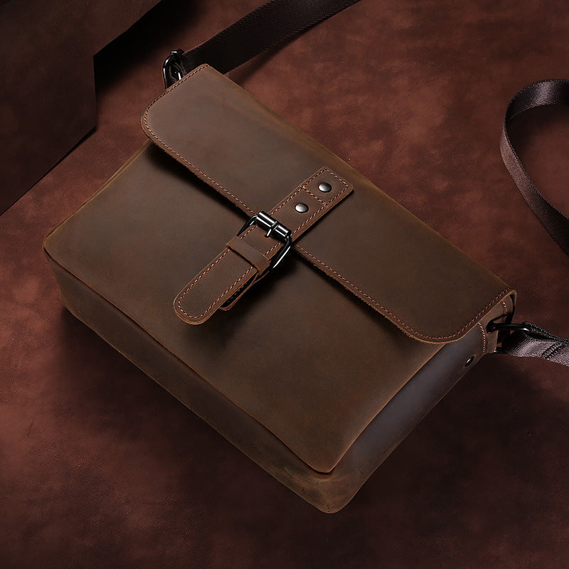 Retro Men's Fashion Trend Crazy Horseskin Shoulder Bag