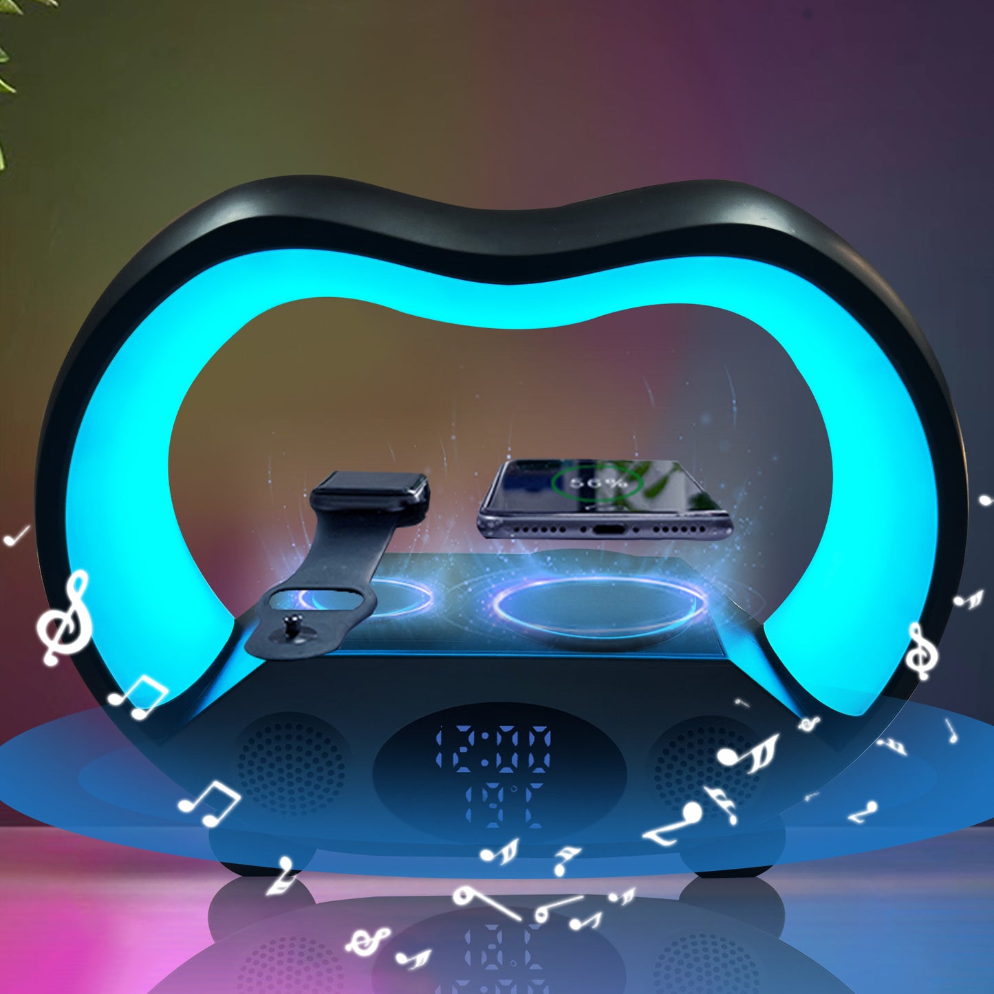 Multifunctional wireless charger Night light Bluetooth compatible speaker