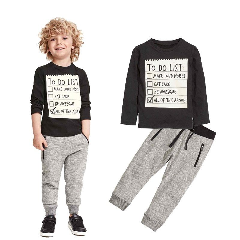 Shirt Long Sleeves T-shirt Pants 2pcs Suit for 3-7 years