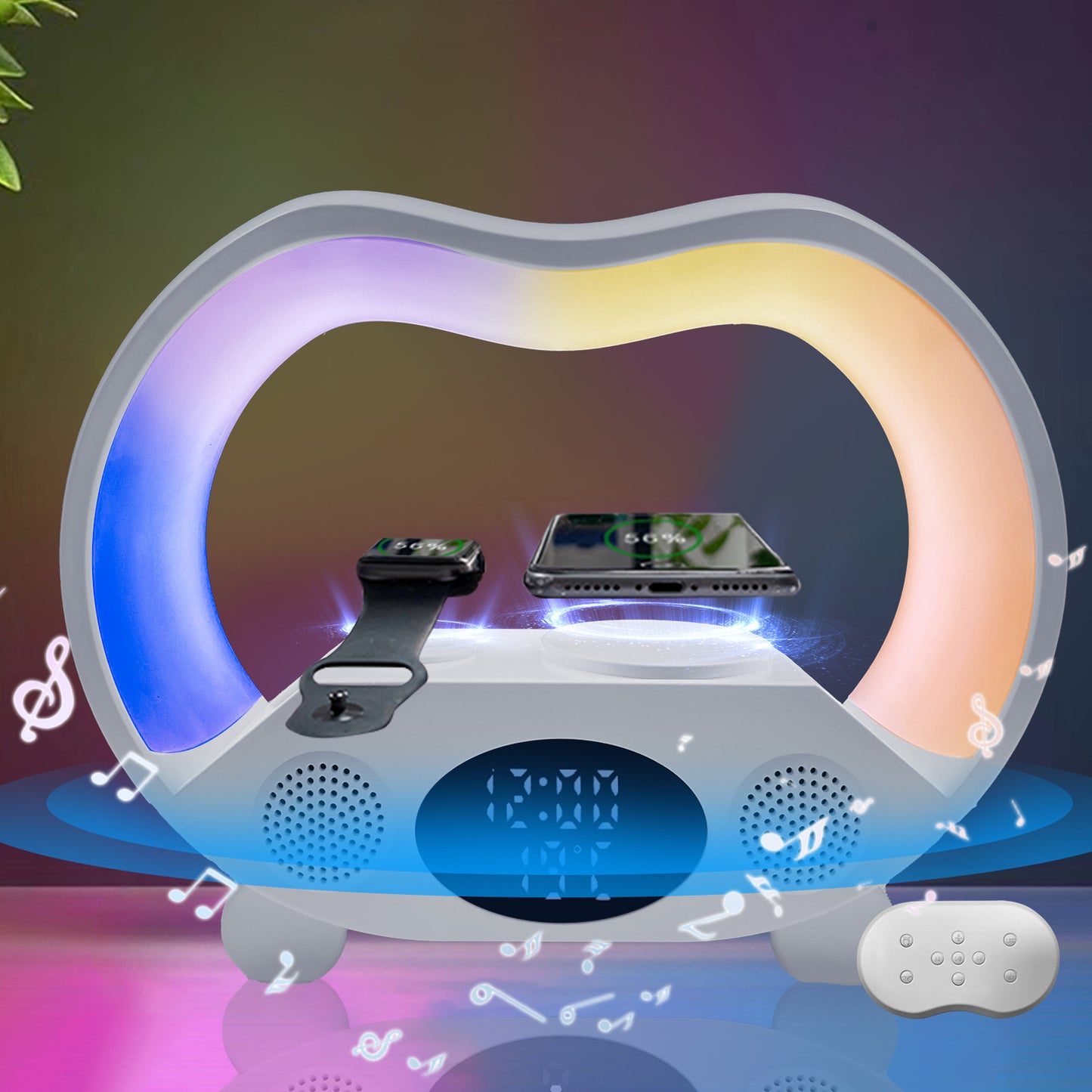 Multifunctional wireless charger Night light Bluetooth compatible speaker