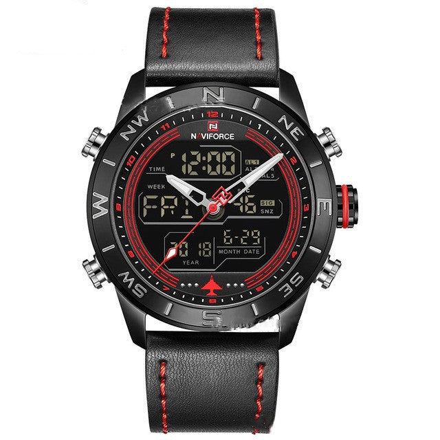 NAVIFORCE 9144 Fashion Gold Men Sport Watches Mens LED Analog Digital Watch Army Military