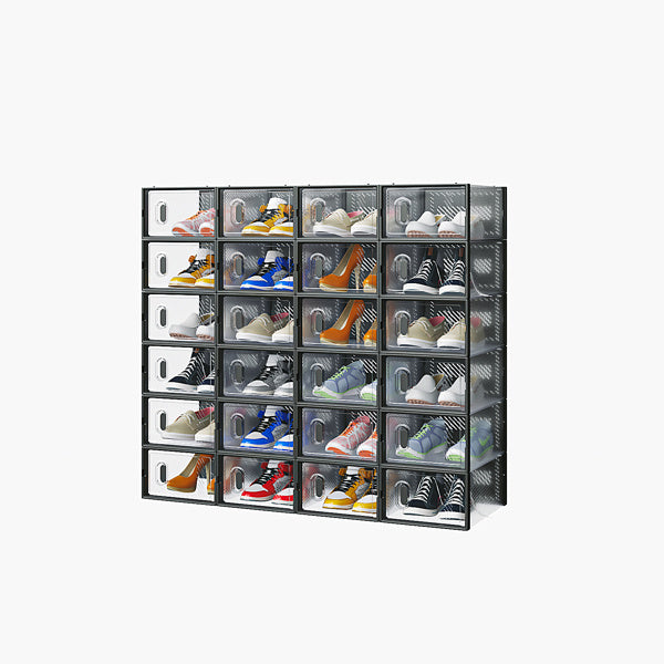 Black Small 24PCS 33x23x14cm Shoebox, Plastic, Grid, Free Combination