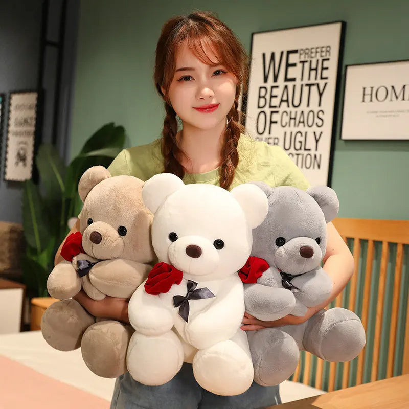 23-45cm New Lovely Hug Roses Teddy Bear Pillow