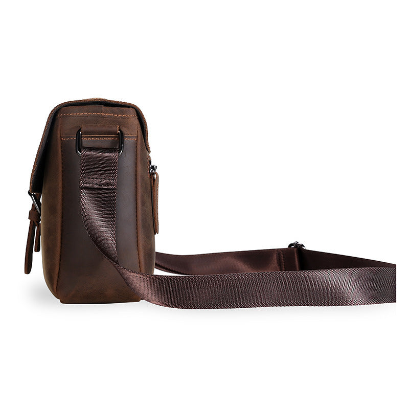 Retro Men's Fashion Trend Crazy Horseskin Shoulder Bag