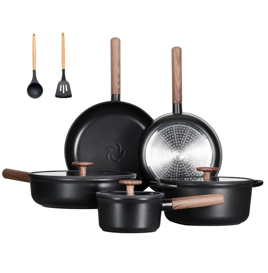 Ceramic Cookware Sets 15 Pcs, Healthy Pots and Pans