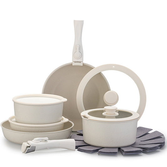 Removable Non-stick Braising Frying Pan Medical Stone Pot Set 15-piece Set