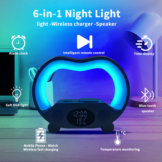 Multifunctional wireless charger Night light Bluetooth compatible speaker