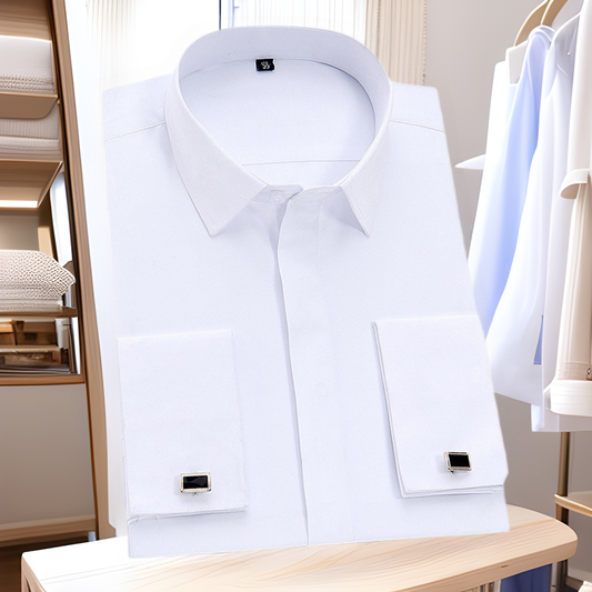 Men's Long Sleeve Non-ironing Slim Fit White Shirt