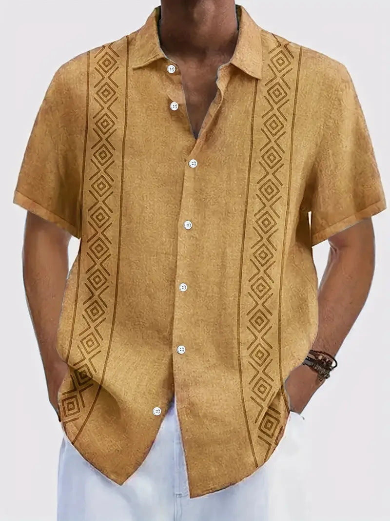 Simple Striped Element 3D Printing Stylish Cardigan Shirt