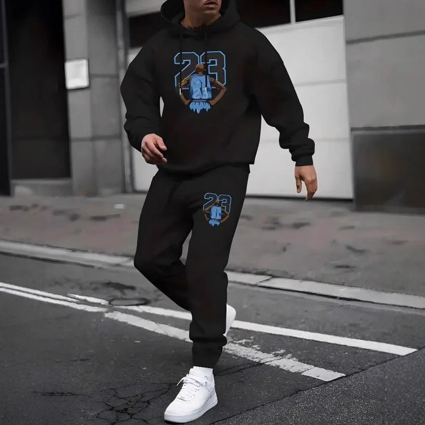 Men's Fashion Trendy Casual All-matching Hooded Sweatshirt And Sweatpants Suit