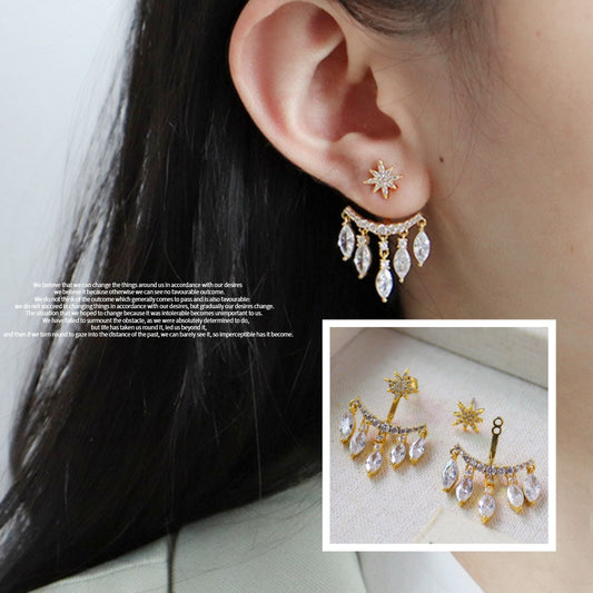New Retro Eight Awn Star Zircon Earrings Fashion Pendant Stud Earrings Women's High Jewelry Party Gift