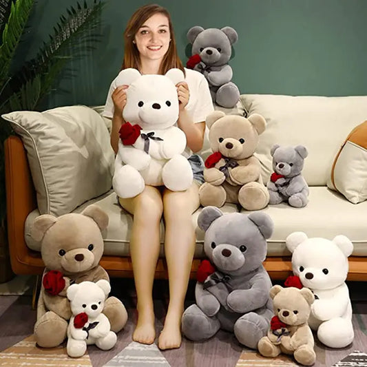 23-45cm New Lovely Hug Roses Teddy Bear Pillow