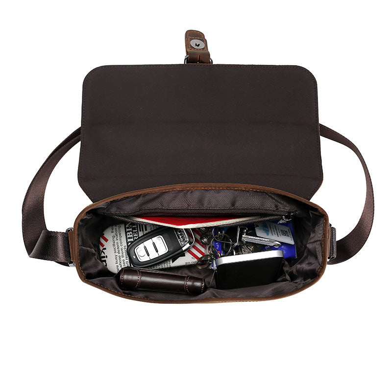 Retro Men's Fashion Trend Crazy Horseskin Shoulder Bag