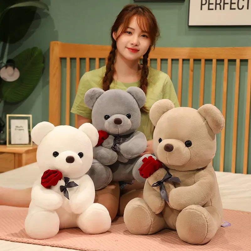 23-45cm New Lovely Hug Roses Teddy Bear Pillow
