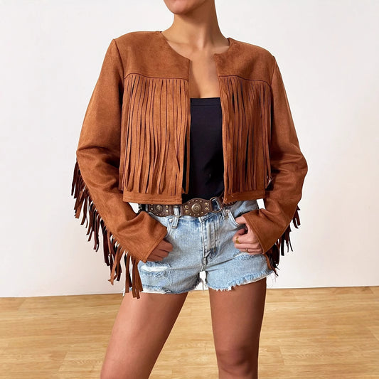 Women's Vacation Casual Retro Tassel Short Jacket